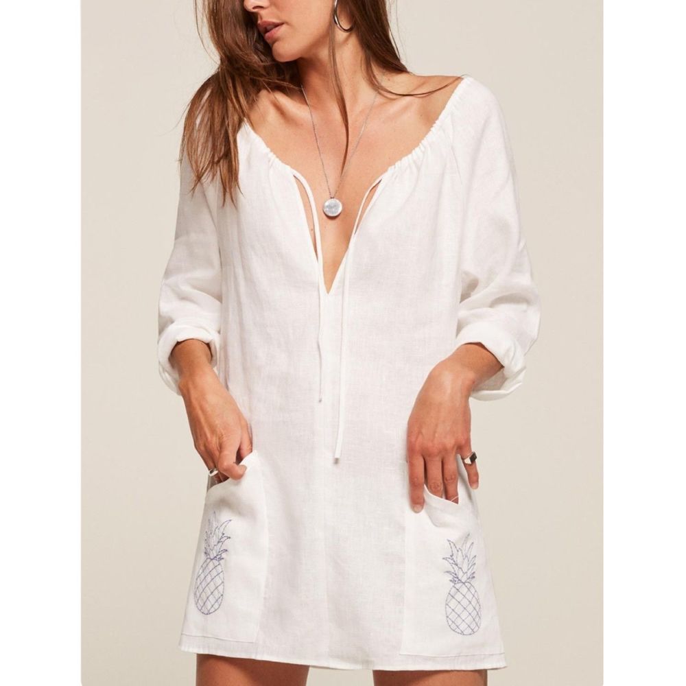 Reformation Martina Pineapple Linen Beach Cover Up